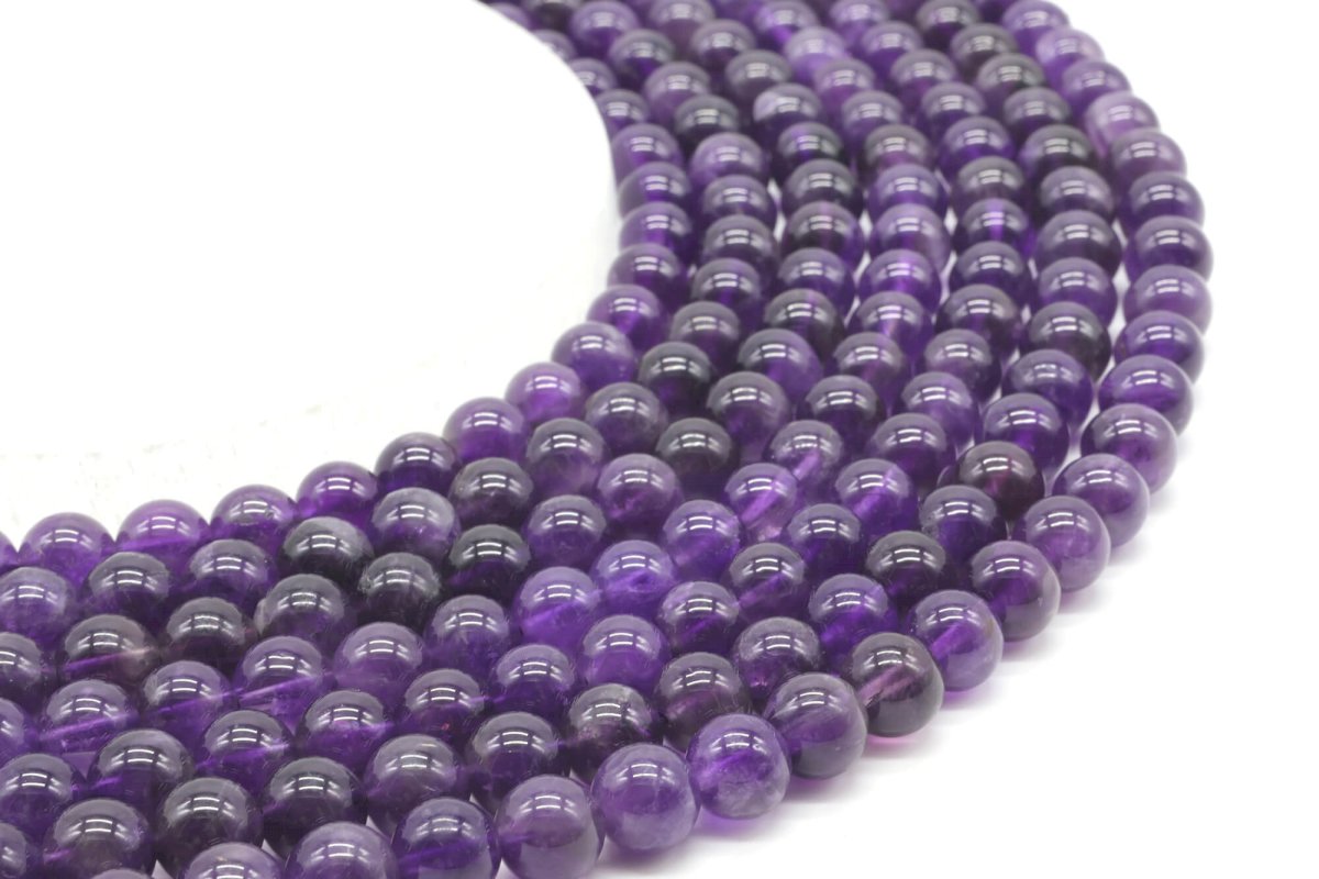 Perle di ametista 'Dark' 8mm su filo 40cm