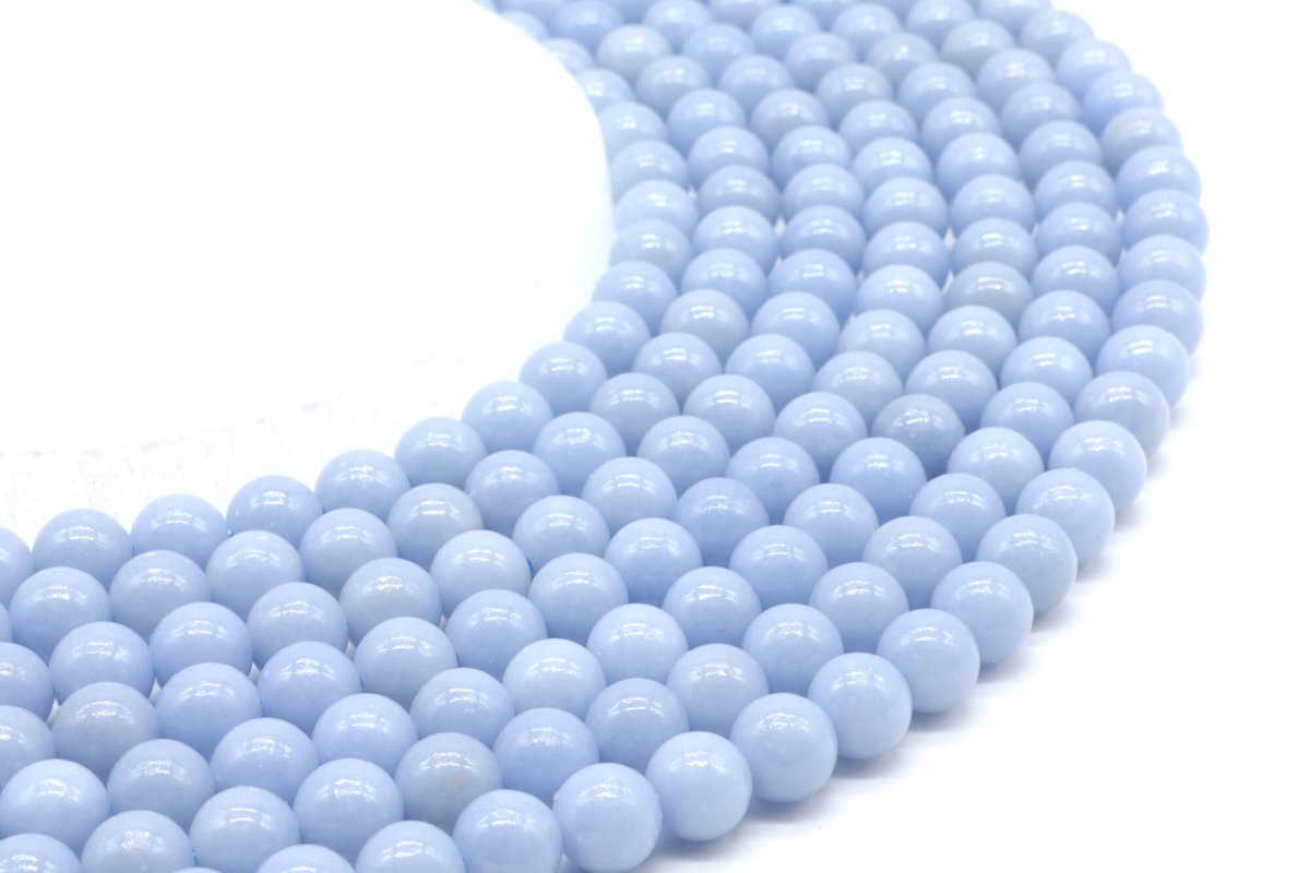 Perle di angélite 8 mm su un filo di 40 cm