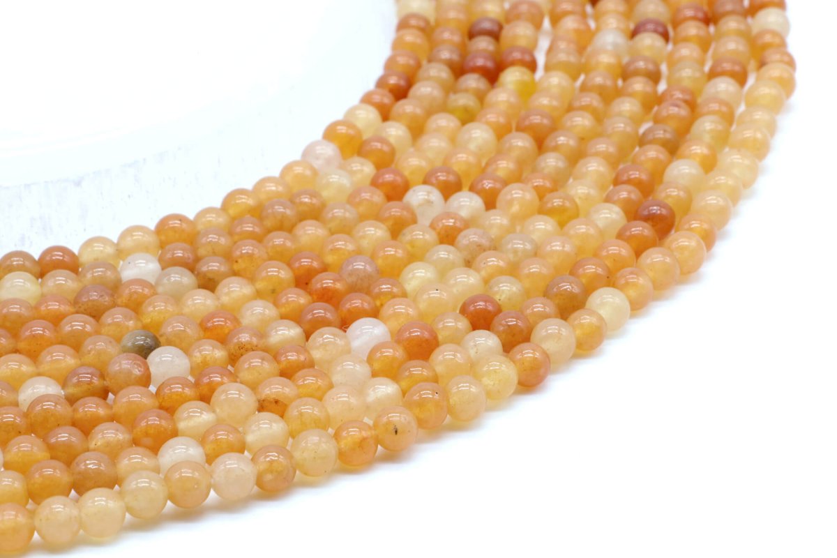 Perles Aventurine Orange 4mm sur fil 40cm