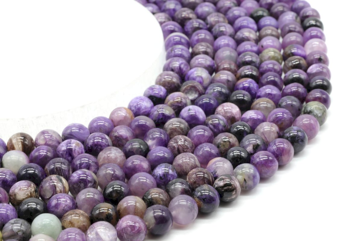 Perle di charoite 'AAA' 8 mm su filo da 40 cm