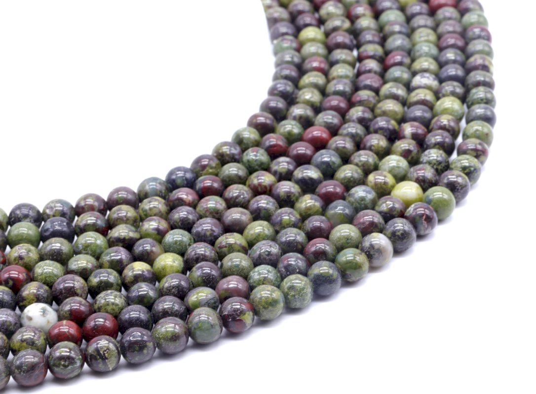 Perle di diaspro di sangue di drago 6 mm su un filo di 40 cm