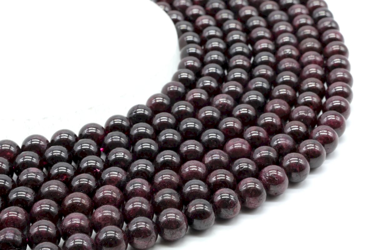 Perle di granato 8mm su filo da 40 cm