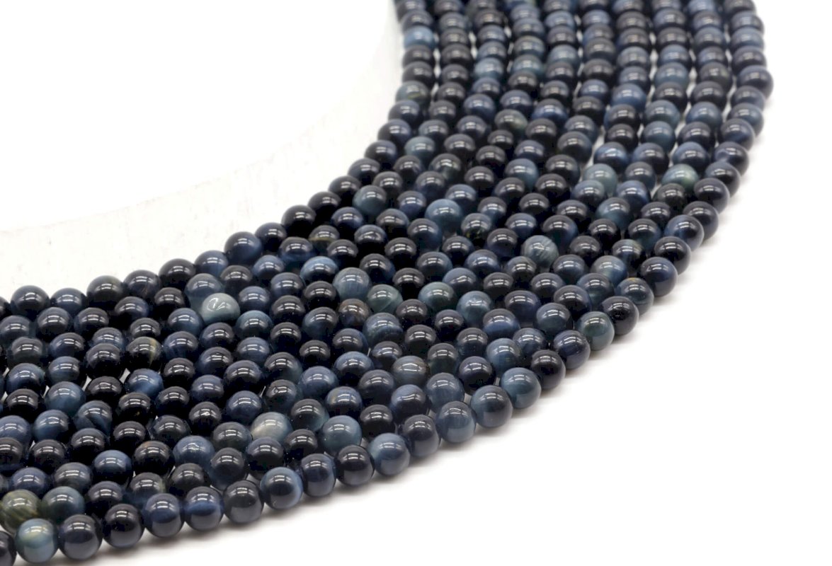 Perline Occhio di Falco 'AA' 4mm su un filo di 40cm