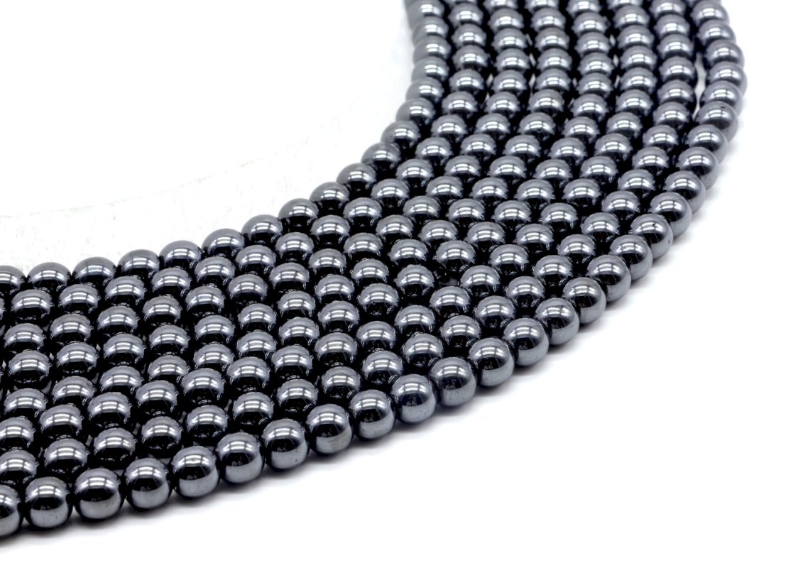 Perle di ematite da 6 mm su filo da 40 cm