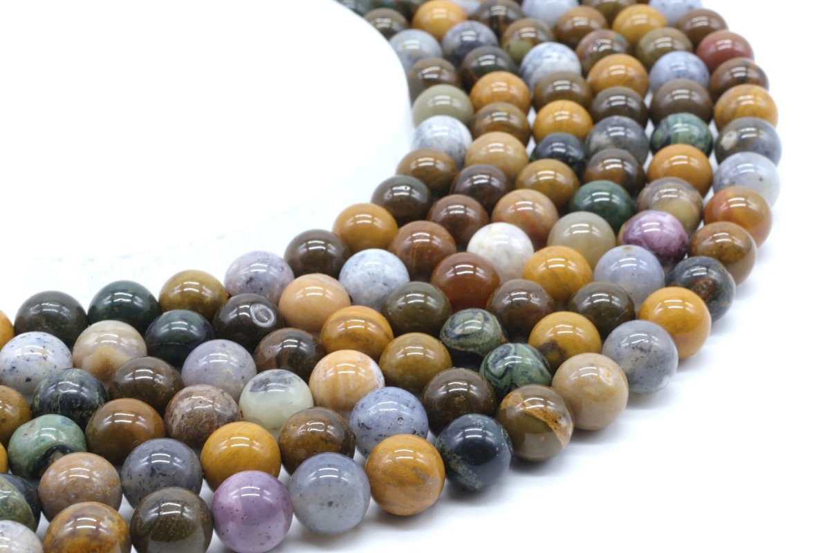 Perle Ocean Jasper da 10 mm su un filo da 40 cm