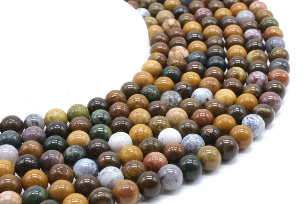 Perle di diaspro oceaniche 8mm su filo 40cm