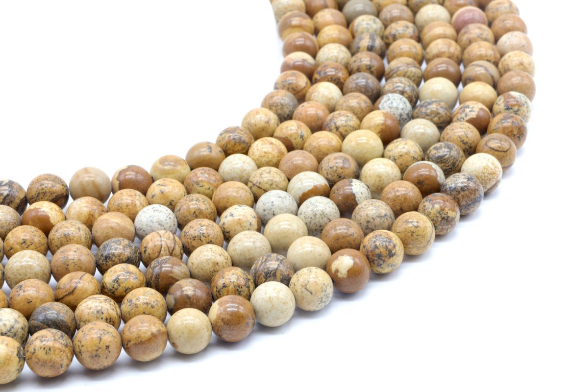 Perle di paesaggio Jasper 8mm su filo 40cm