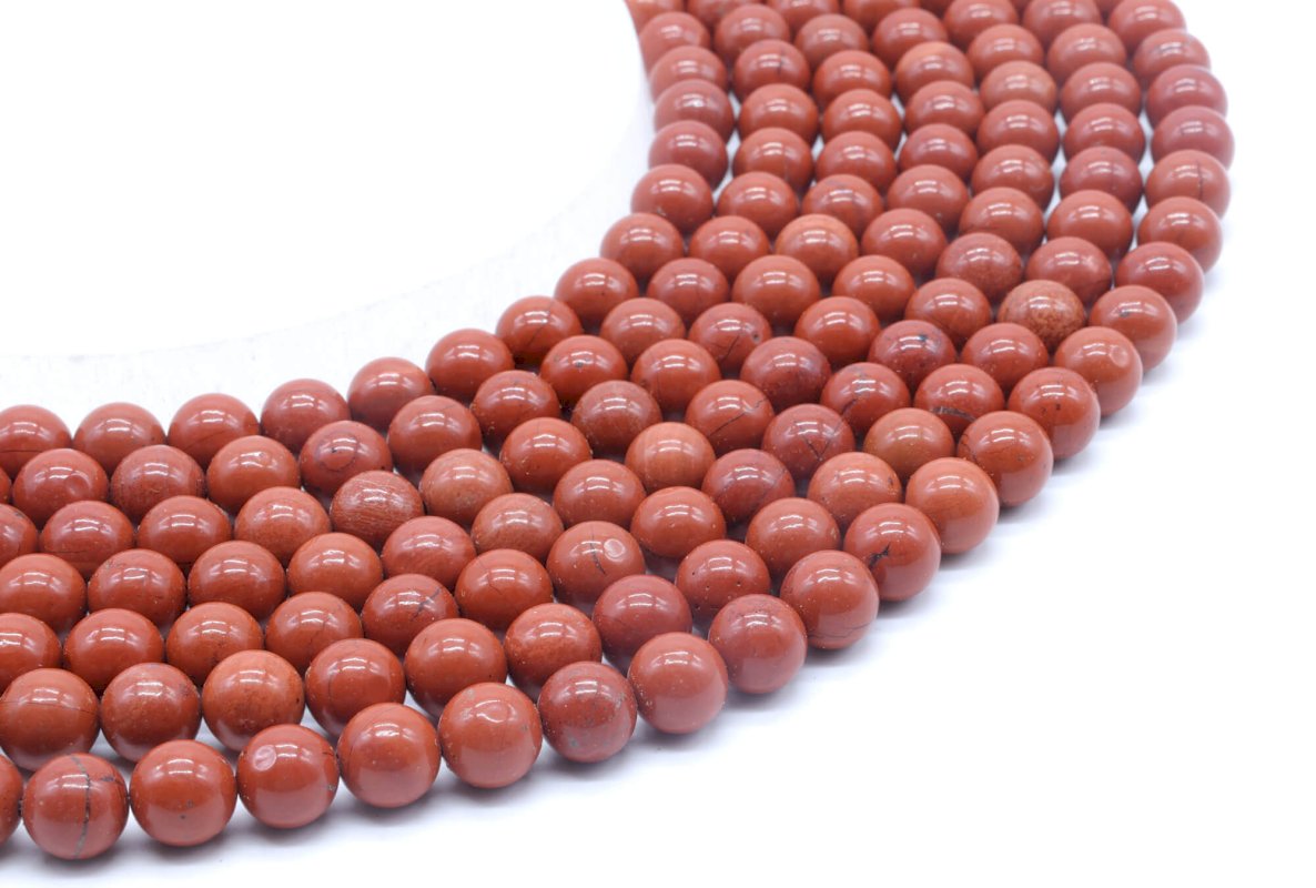 Perle di diaspro rosso 8 mm su un filo di 40 cm