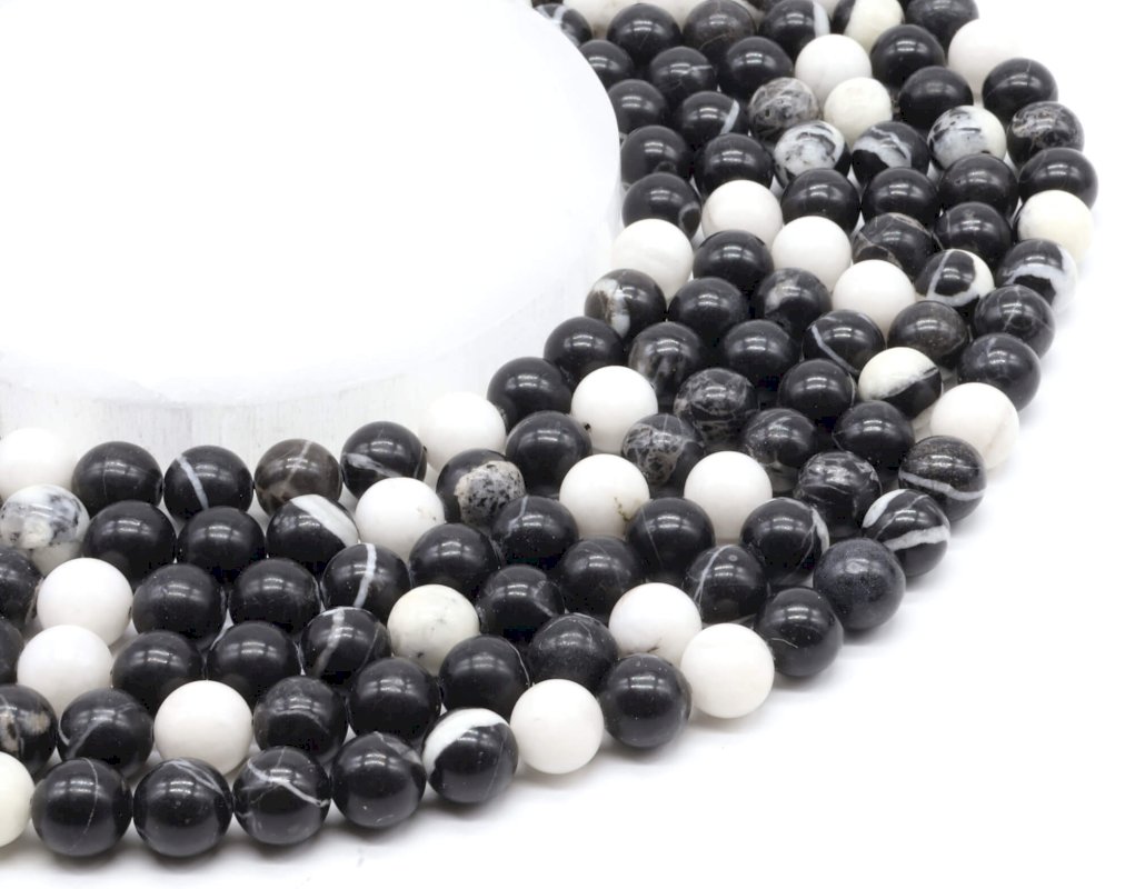 Perline di diaspro zebrato da 10 mm su filo da 40 cm