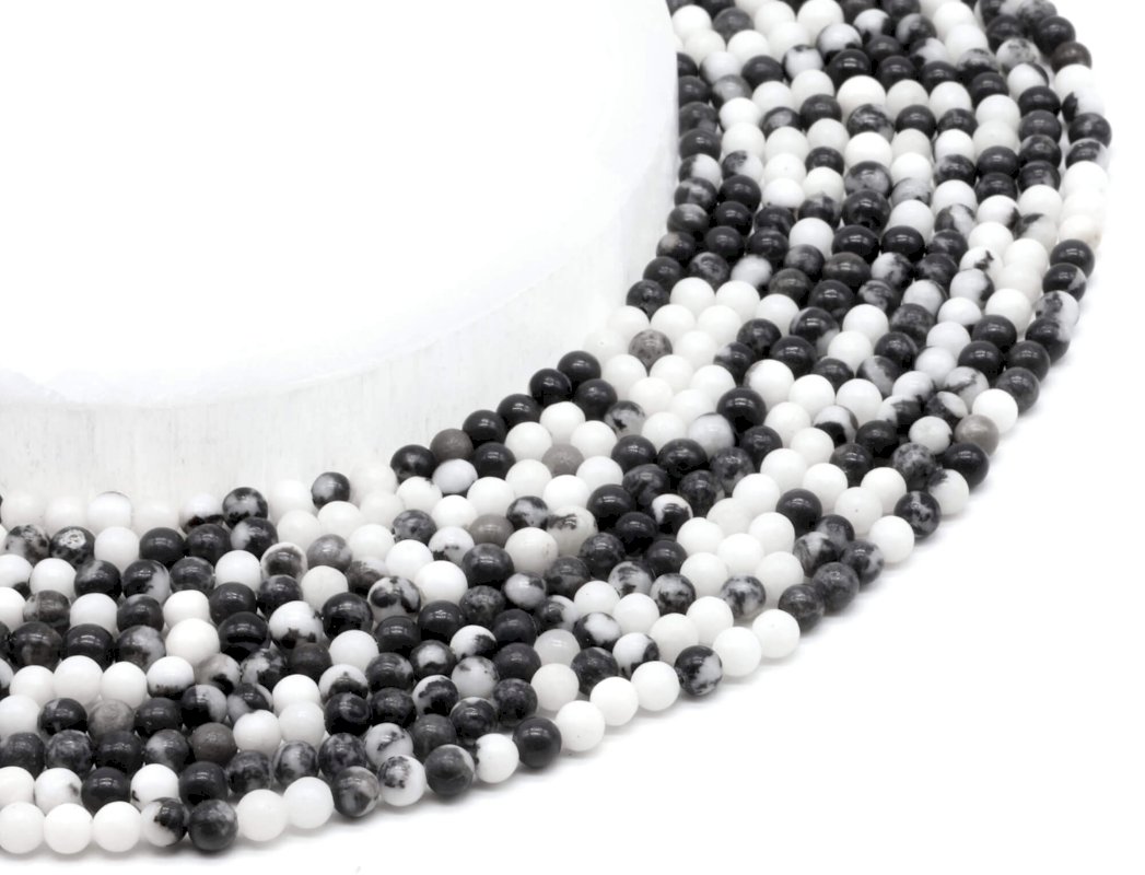 Perline di diaspro zebrato da 4 mm su filo da 40 cm