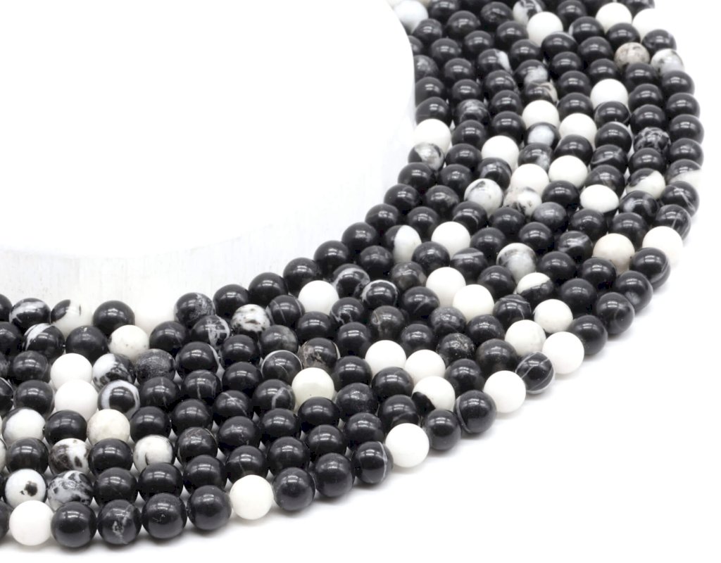 Perline di diaspro zebrato da 6 mm su filo da 40 cm