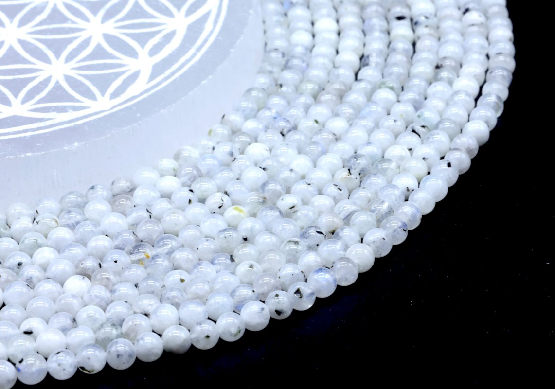 Perle Labradorite Blanche 4mm su filo 40cm