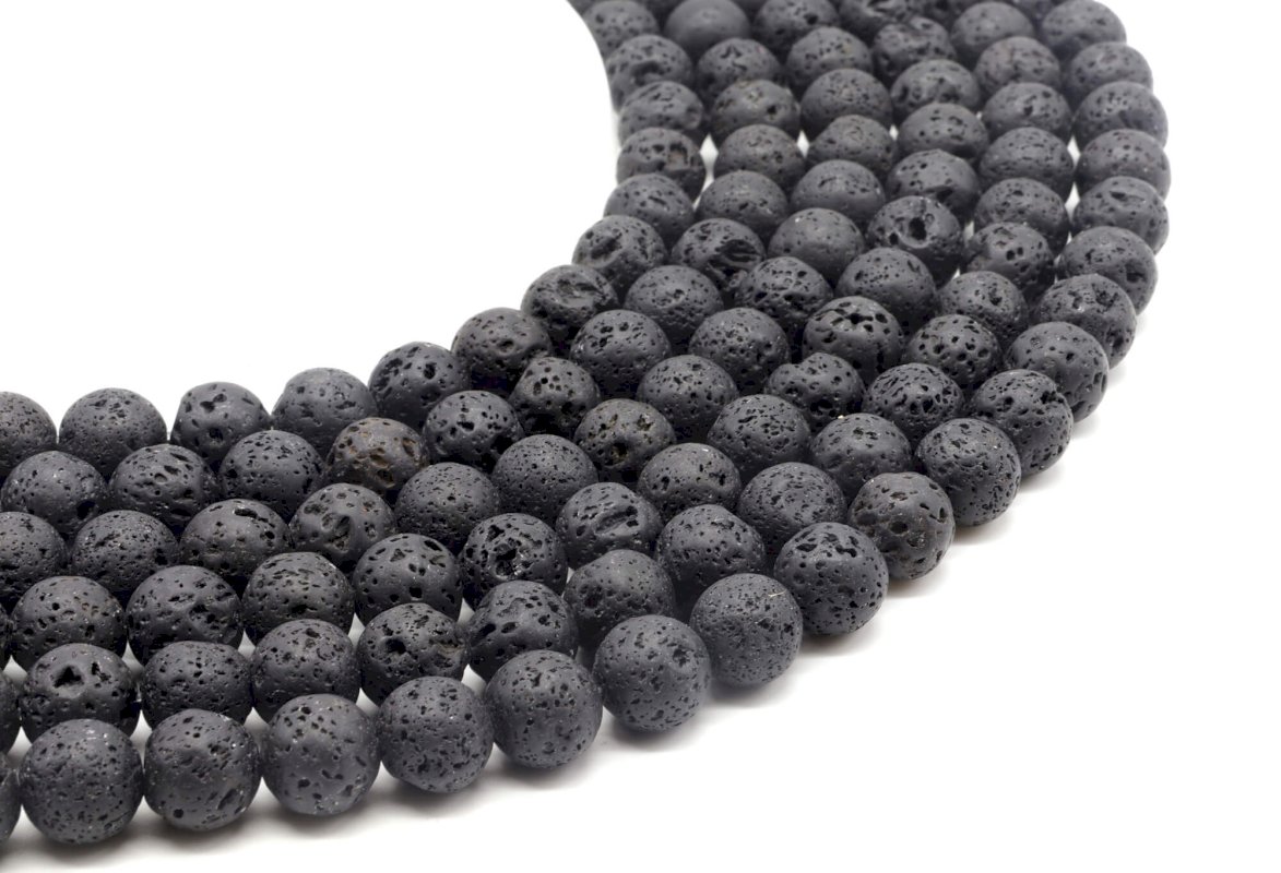 Perle di lava da 10 mm su filo da 40 cm