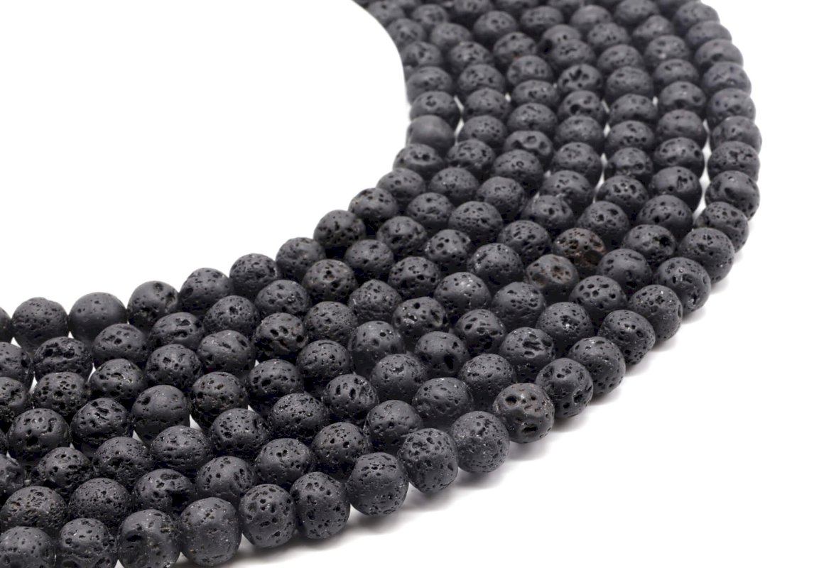 Perline di lava da 8 mm su filo da 40 cm