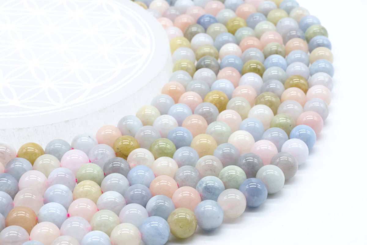 Perline di Morganite 8mm su filo da 40 cm