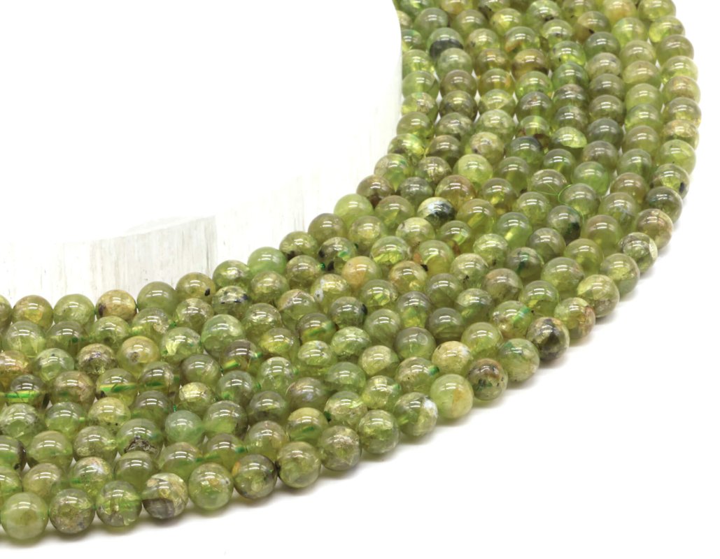 Perline di peridoto da 6 mm su filo da 40 cm