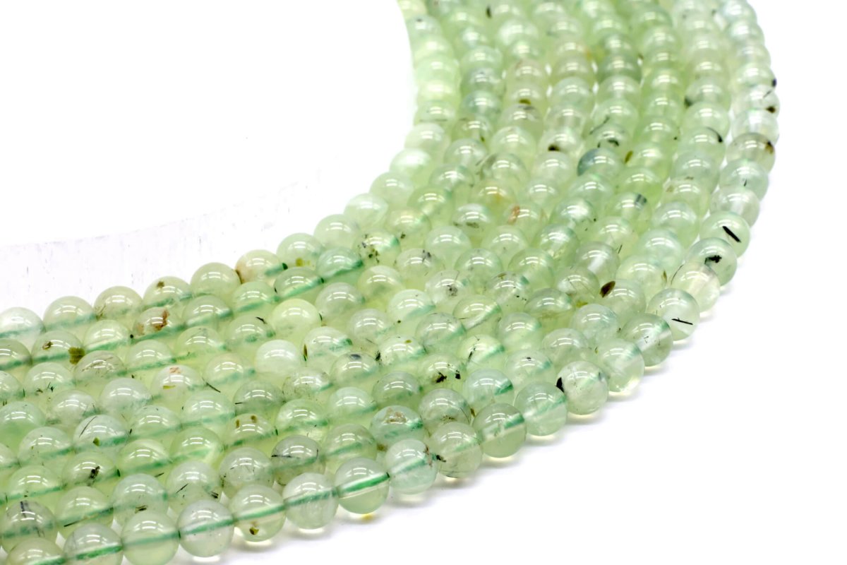 Perline Prehnite 6mm su filo 40cm