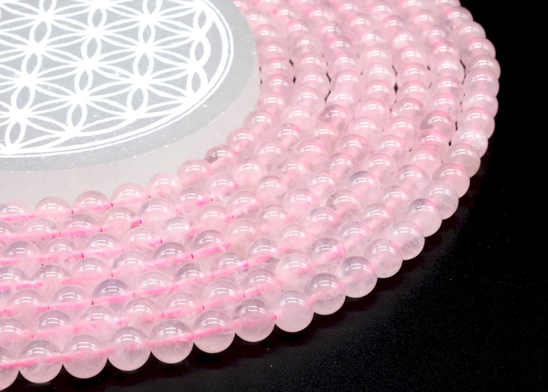 Quarzo rosa perline 8mm su 40cm