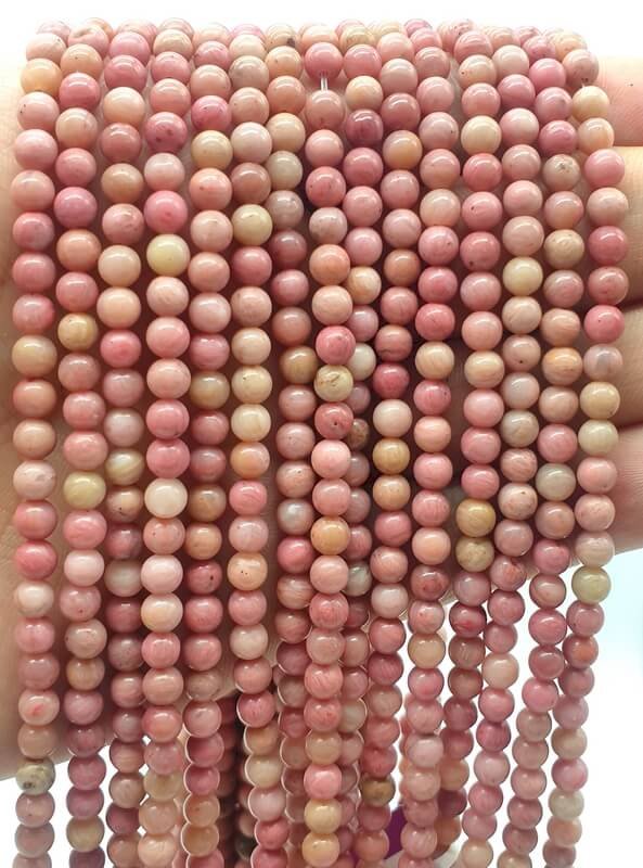 Perle Rhodonite Unie 4mm su fil 40cm