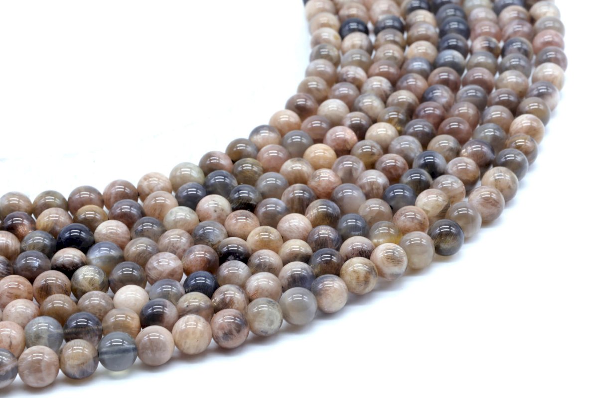 Black Sun Beads 'AA' 6 mm su un filo di 40 cm