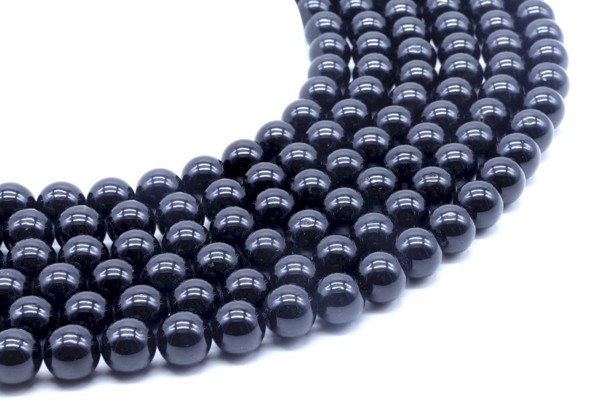 Perle nere di tormalina 10mm su 40cm