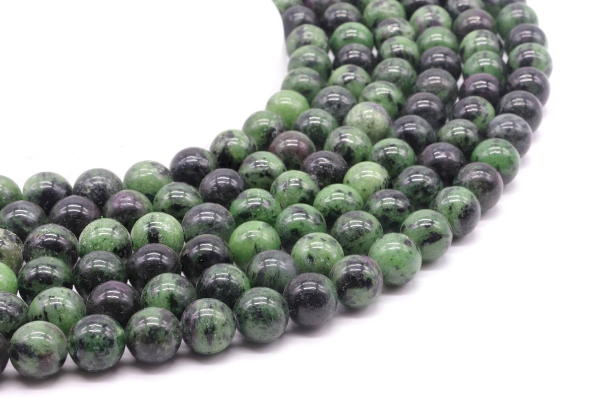 Perle di rubino Zoïsite da 10 mm con filo da 40 cm