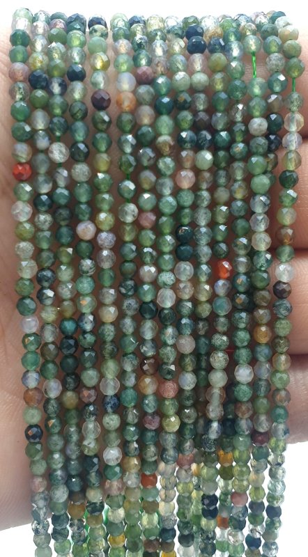 Perline di agata indiana sfaccettate 3 mm x 40 cm di filo