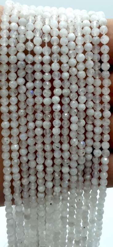 Perline di pietra di luna bianca sfaccettate 3 mm x 40 cm di filo
