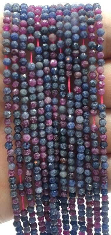 Perline sfaccettate di zaffiro rosso 3 mm x 40 cm di filo