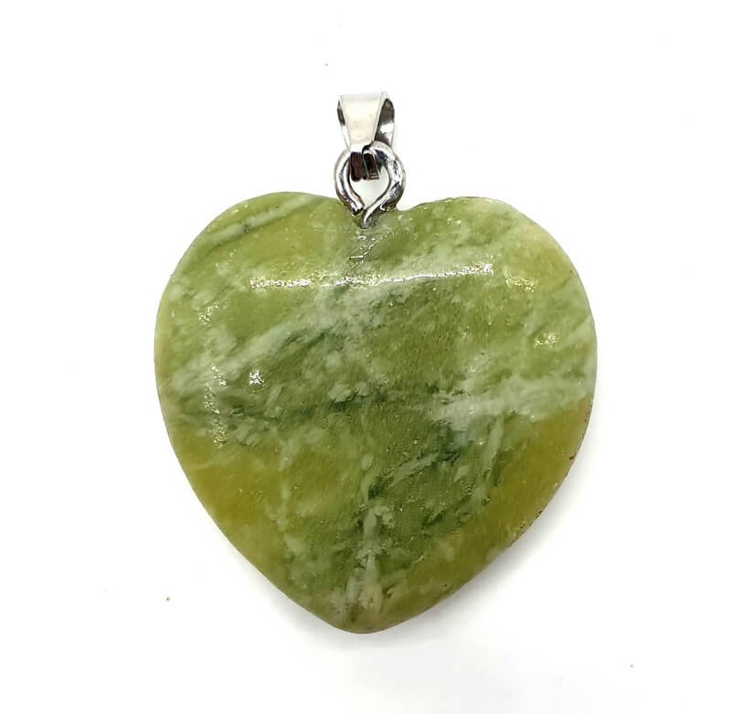 Ciondolo cuore in giada verde 2,5 cm