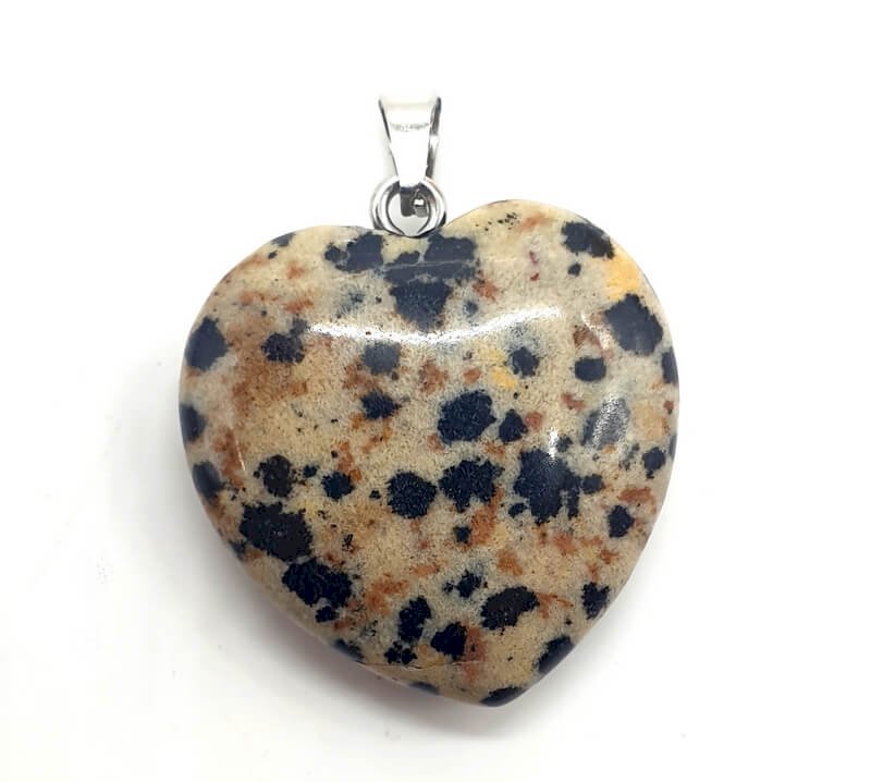 Ciondolo cuore diaspro dalmata 2,5 cm