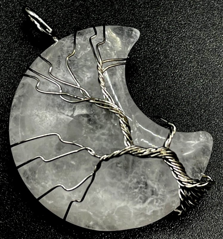 Ciondolo Albero della Vita Lunare - Cristallo di rocca 3,5 cm
