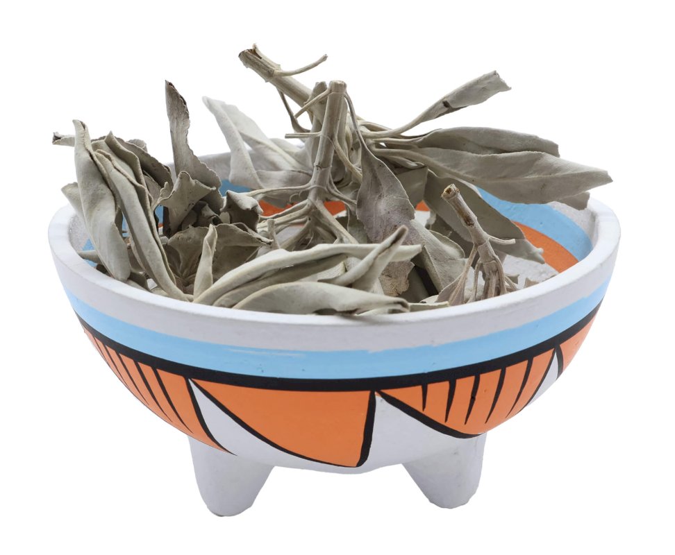 Ciotola per fumigazione in terracotta indiana + piedini 13 cm