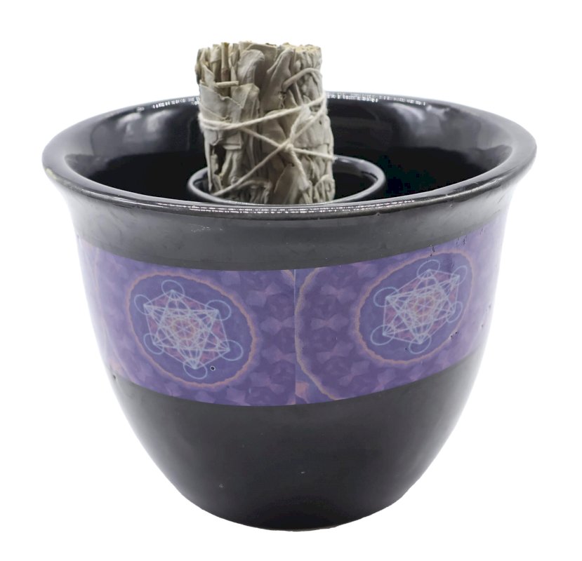 Ciotola per fumigazione in ceramica Metatron nera 13 cm
