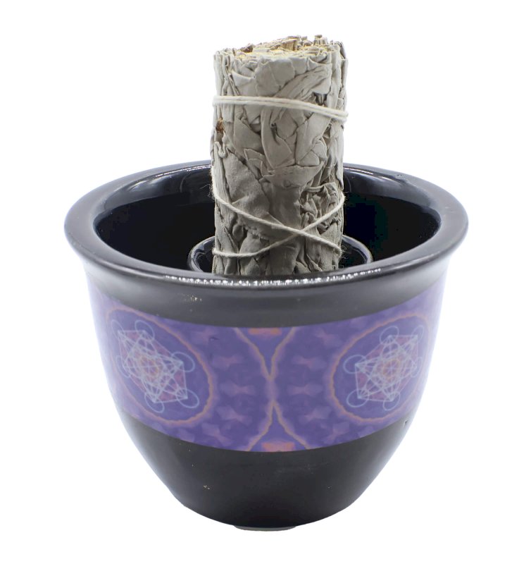 Ciotola per fumigazione in ceramica Metatron nera 9 cm