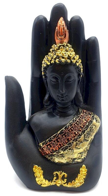 Statua di Buddha in resina a portata di mano 18 cm