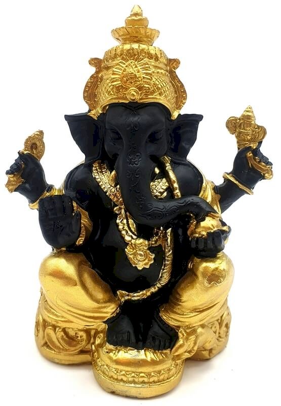 Statua in resina Ganesh Nero / Oro 13 cm