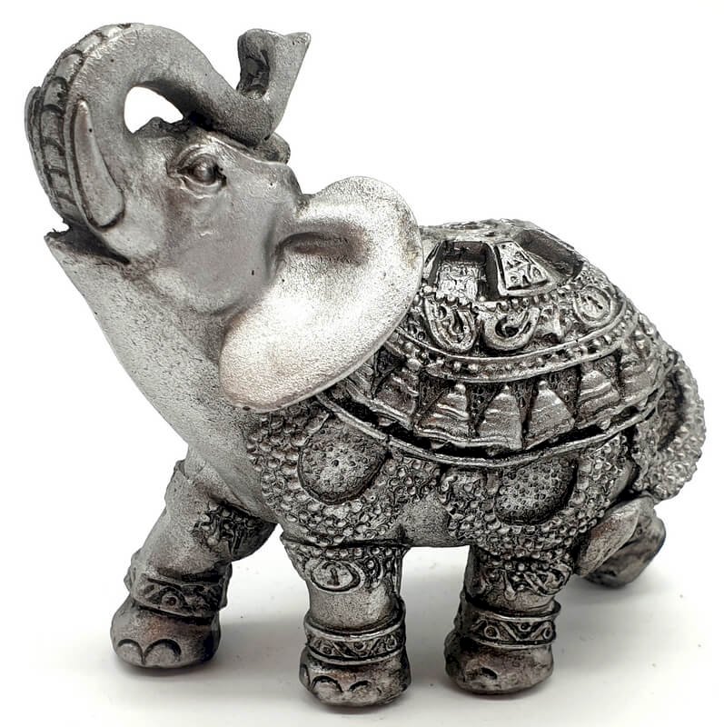 Statua Elefante in Resina Argento 10cm