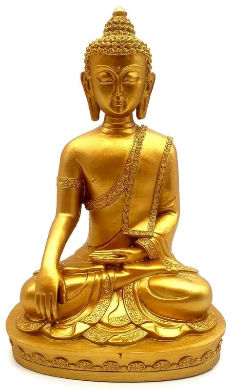 Statua di Buddha in resina Meditazione in oro 28 cm
