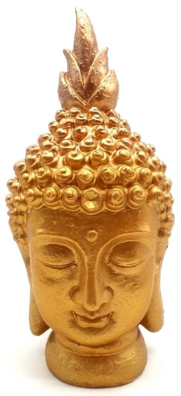 Statua in resina Testa di Buddha in oro 28 cm