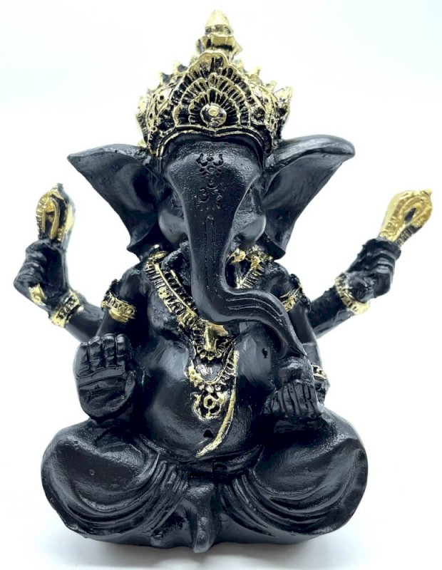 Statua in resina nera Ganesh 13 cm