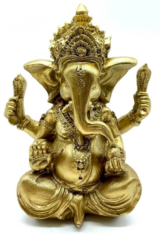 Statua Ganesh in resina dorata 13 cm