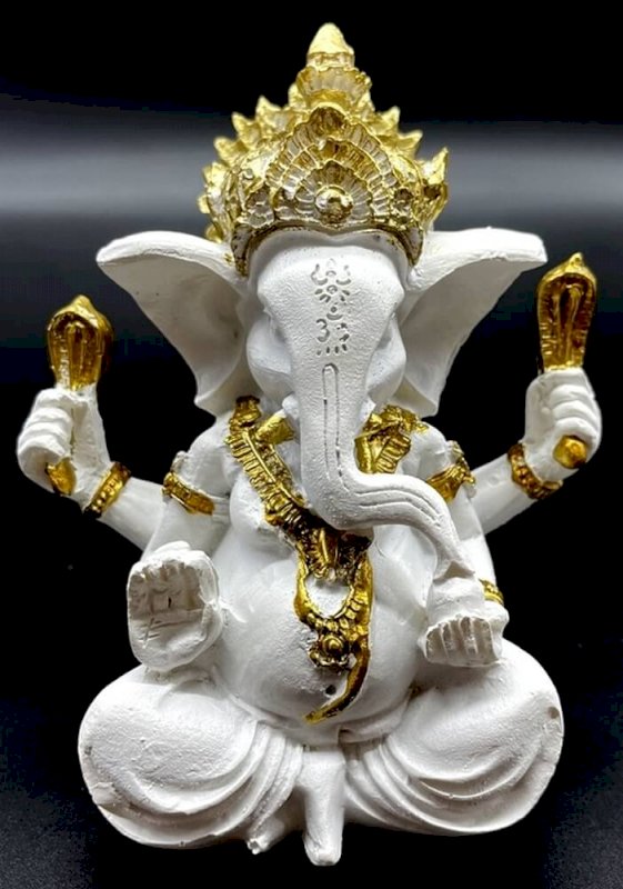Statua Ganesh in resina bianca 13 cm