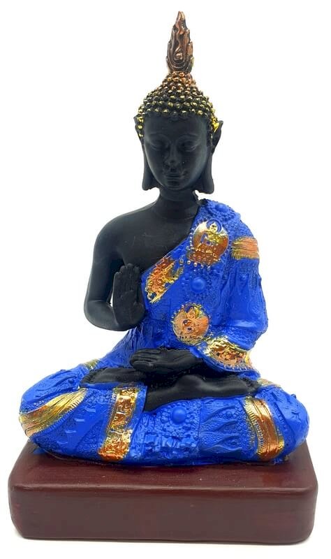 Statua in resina di Buddha tailandese blu 18 cm