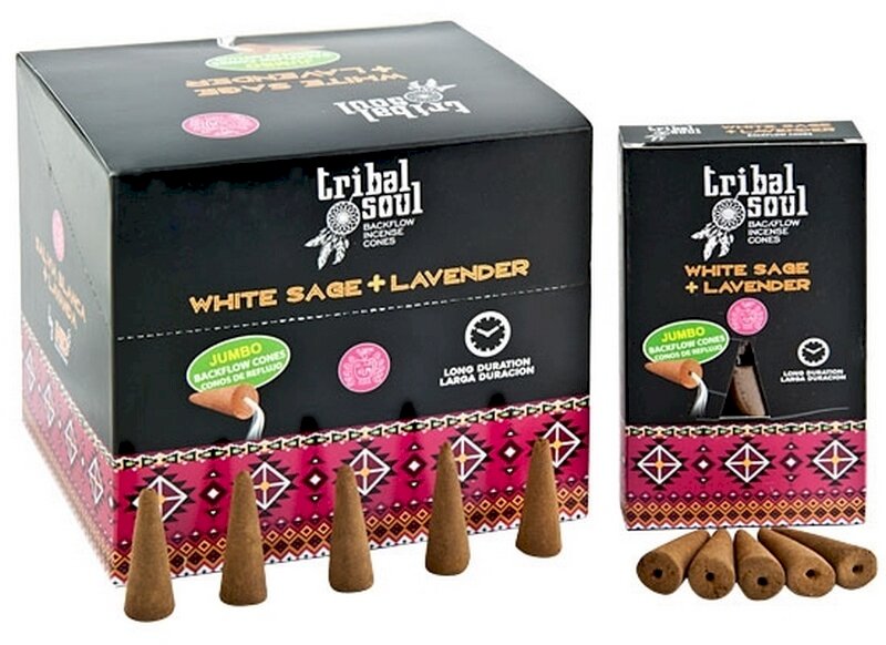 Coni di Riflusso XL Tribal Soul Salvia Bianca + Lavanda 12pz