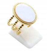 Anello in acciaio inossidabile dorato con madreperla