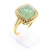 Anello Sigillo Acciaio Inox Avventurina Verde