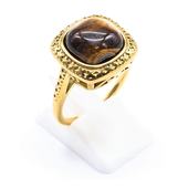 Anello Sigillo Acciaio Inox Occhio di Tigre