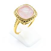 Anello Sigillo Acciaio Inox Quarzo Rosa