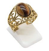 Anello Aperto Acciaio Inox Occhio di Tigre